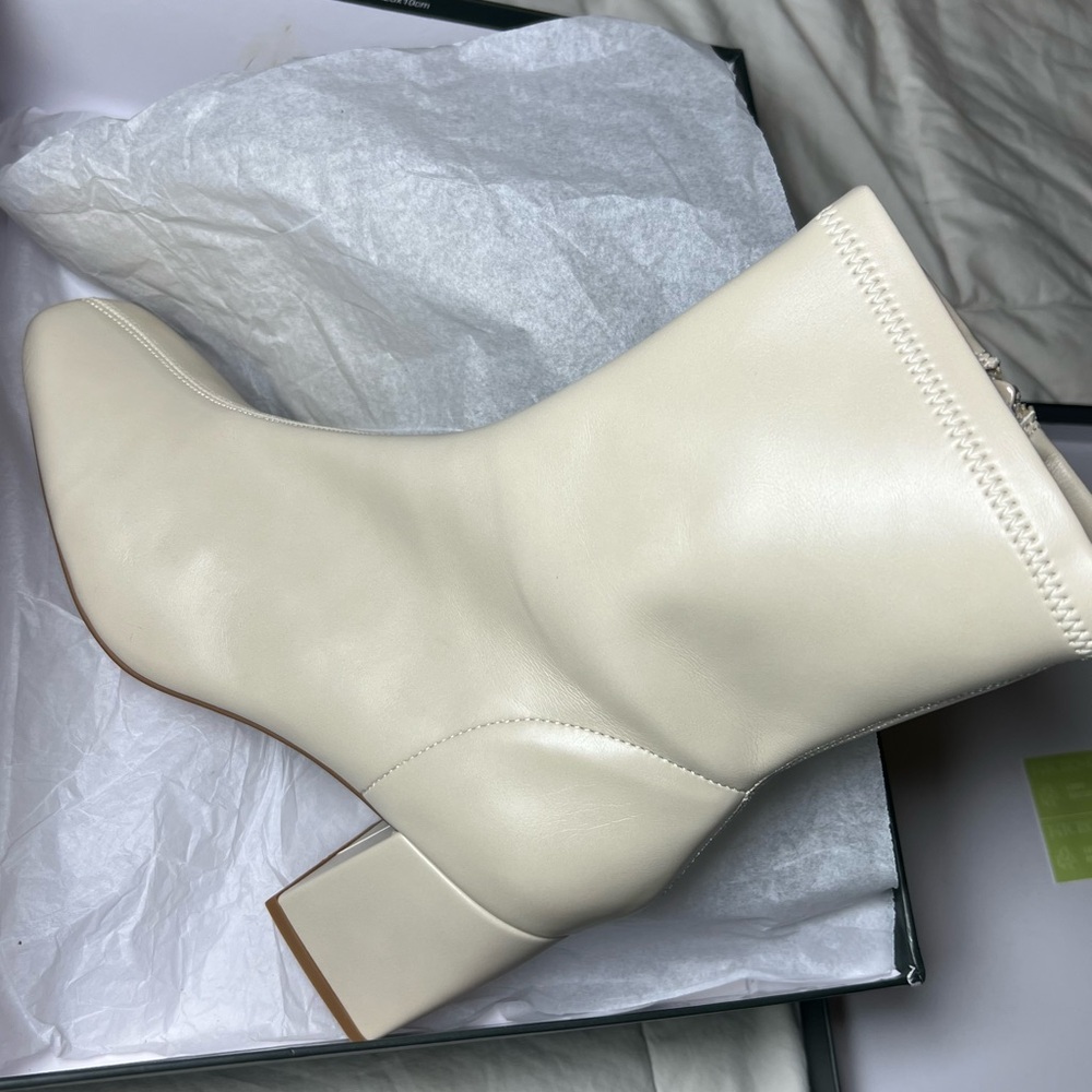 Silent D Carina Ankle Boots Ivory Oatmilk Napa Block Heel size EU 41 / US 10.5 - Picture 1 of 10